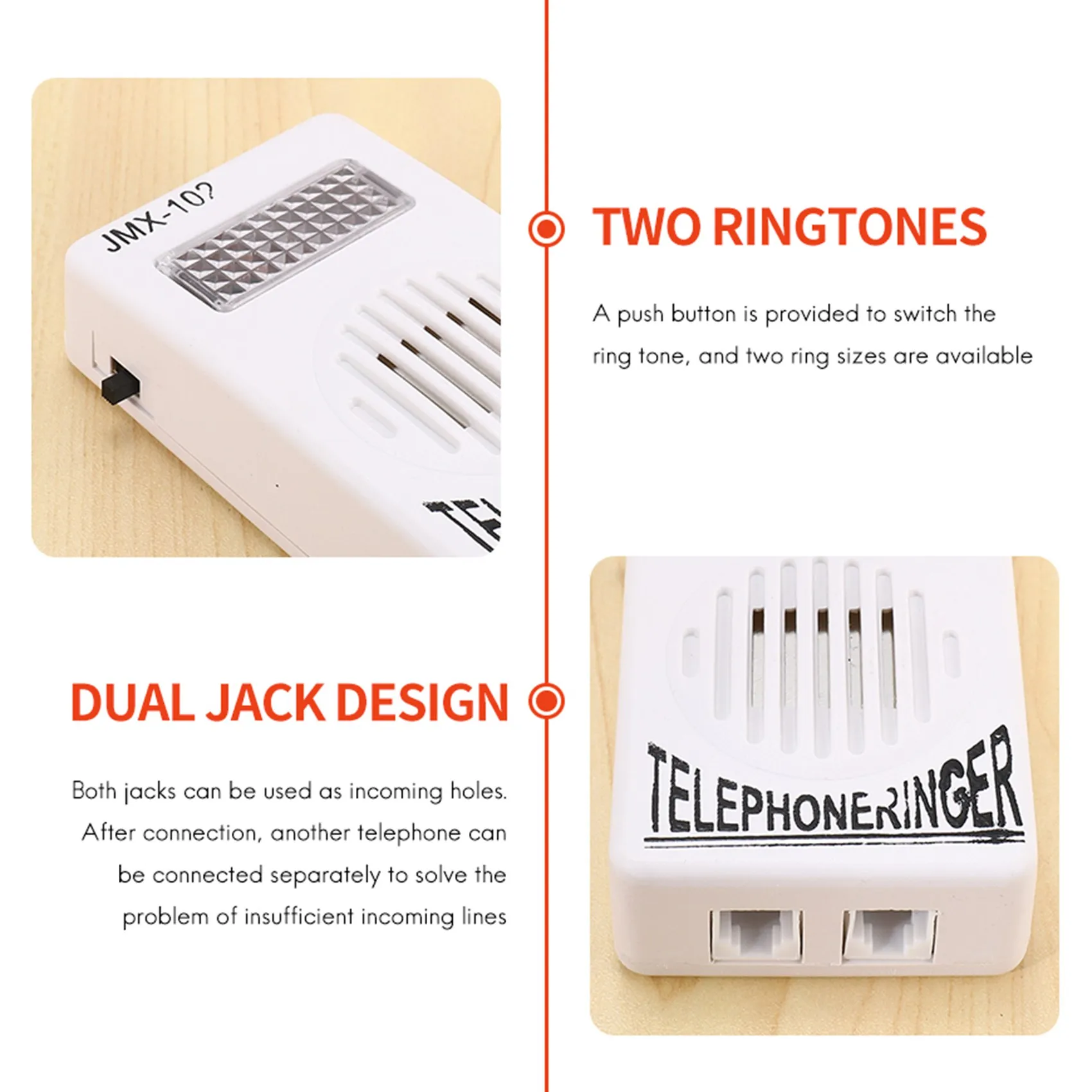 

HHTL RJ11 Adapter Louder Telephone Ring Flash Amplifier Ringer for Landline Telephone