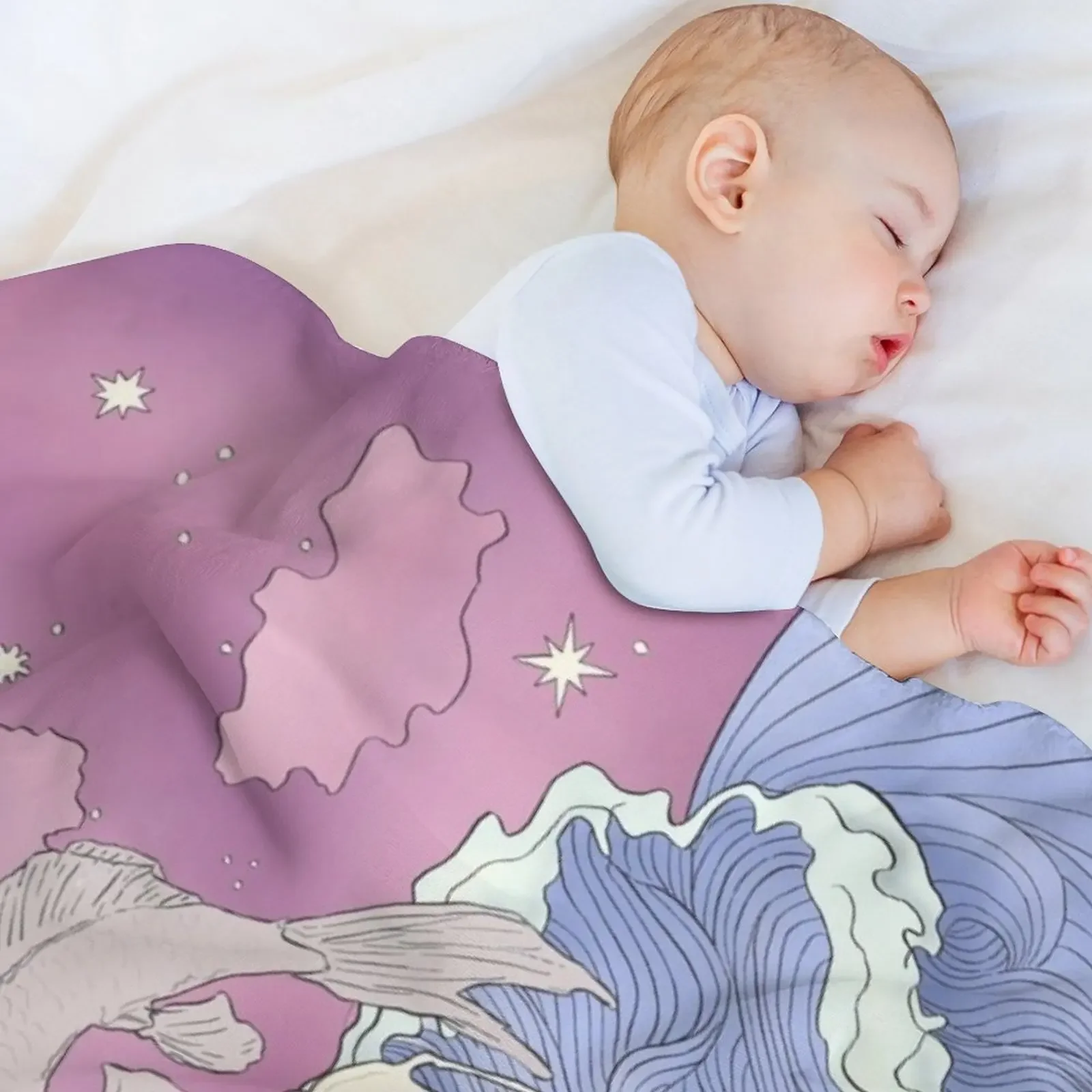 توي ولا، القمر والمحيط الأرواح الفن الحديث رمي بطانية هدايا عيد الميلاد شعر اضافية كبيرة رمي منقوشة على أريكة بطانية #3