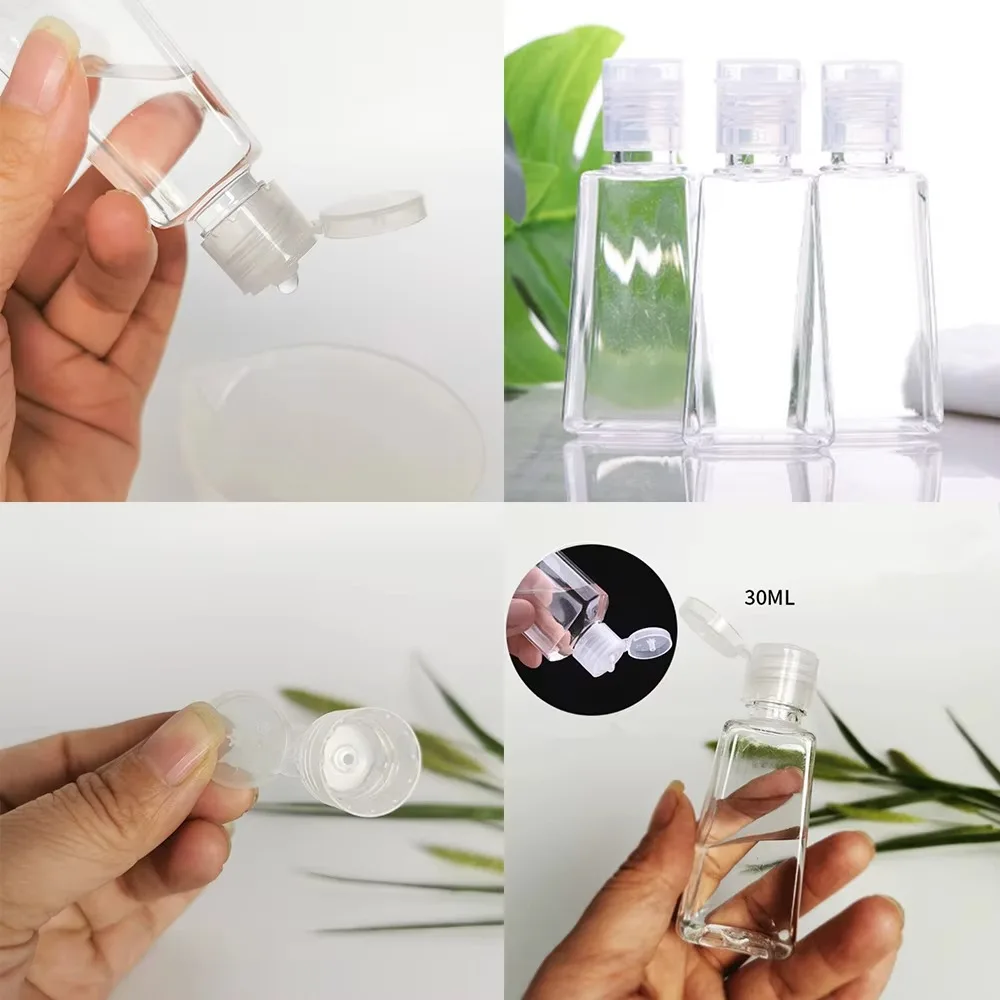 Nuovo 30/60ml Bottiglia Vuota Riutilizzabile Tappo di Vibrazione Bottiglia Da Viaggio Bottiglie di Plastica Trapezoidale Lozione Cosmetica Portatile Spremere Bottiglie