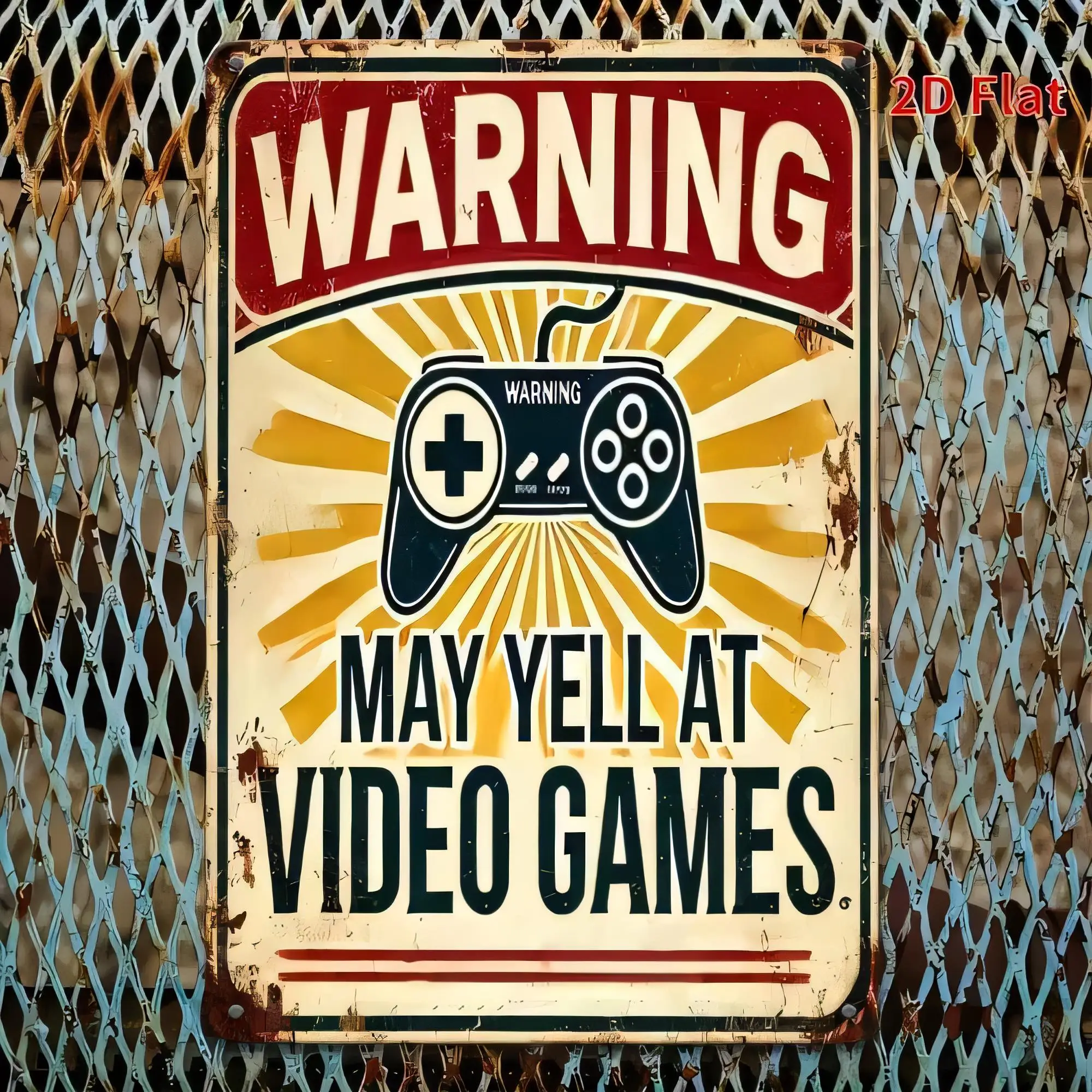 Tin Sign Warning May Yell At Video Games Retro Gamer Metal Wall Art 2DFlat Print Funny Game Controller Poster Plaque for Man Cav