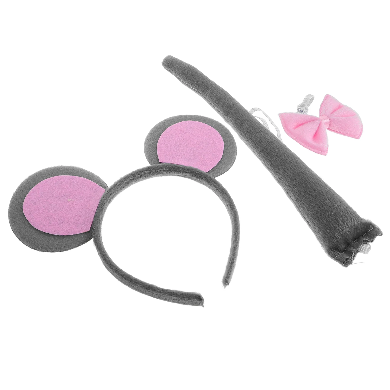 

3 Pcs Mouse Headband Costume Women Ear Rat Ears Grey Animal Tail Adult Cute Accessories