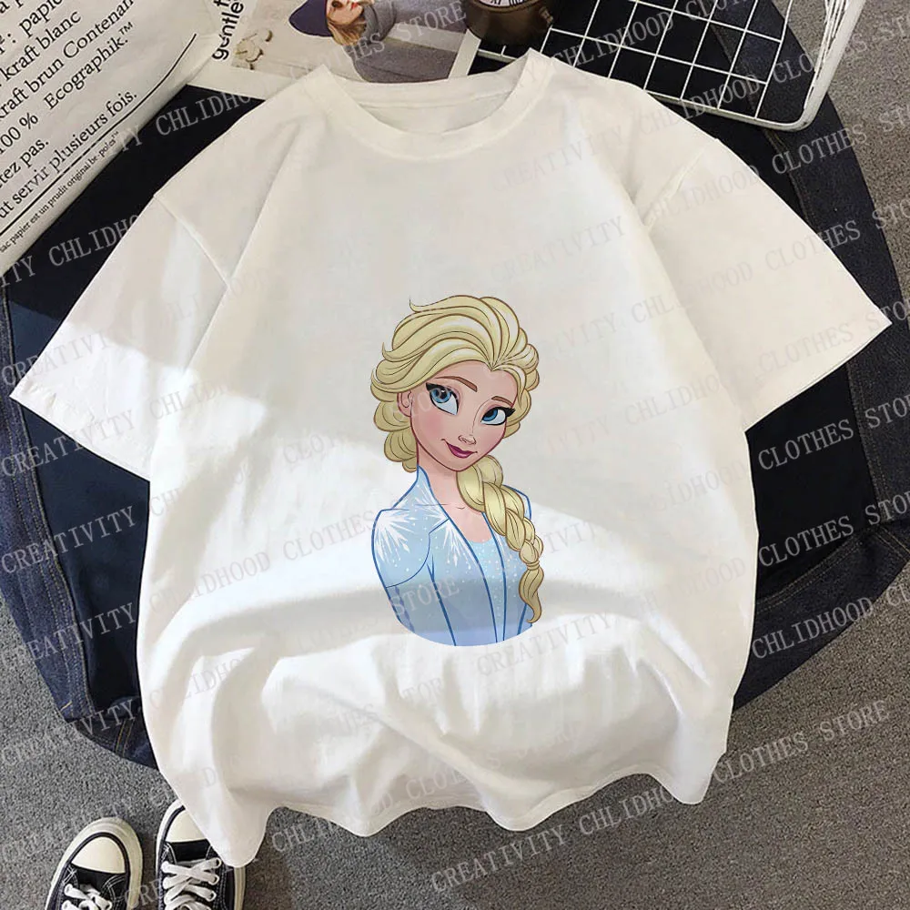 เสื้อยืด Frozen Elsa สำหรับเด็กเสื้อยืดลายการ์ตูนอนิเมะเจ้าหญิงดิสนีย์เสื้อเสื้อท่อนบนน่ารักเสื้อผ้าลำลองแขนสั้นสำหรับเด็กผู้หญิงเด็กผู้ชาย