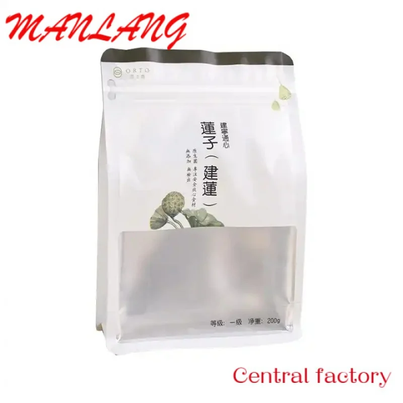 Custom  Factory zip lock standup pouch aluminium foil window bag tea packaging pouches zipper self sealing plastic bag