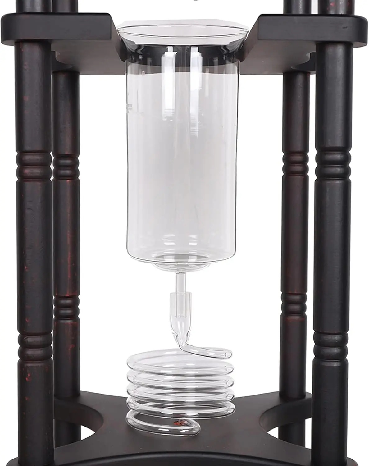 Torre de fabricação fria cafeteira gelada 2500ml recipiente de vidro vertical estilo japonês e suporte de madeira 25 copos com gotejamento lento tec