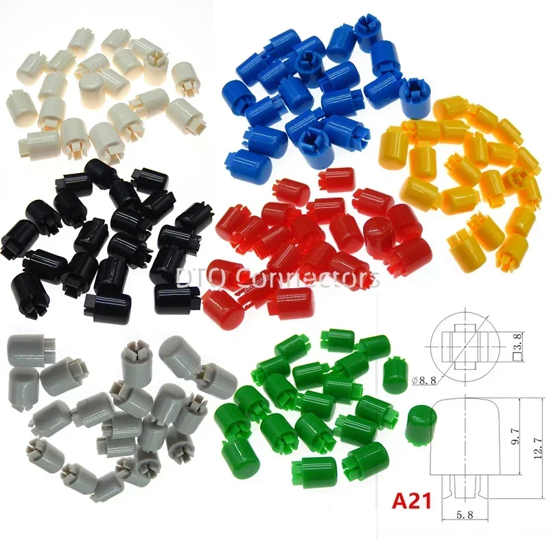 A21 key cap Round switch cover button cap for B3F-4055 12*12* 7.3mm square head touch key cap Coloured plastic cove