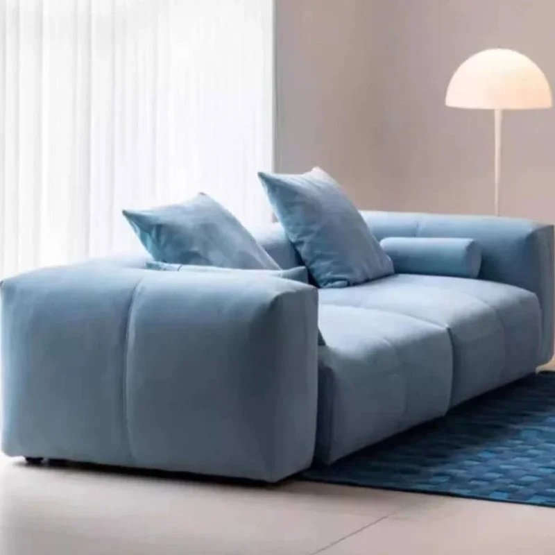 Italian minimalist puff fabric module sofa dopamine blue living room modern simple light luxury small apartment sofa