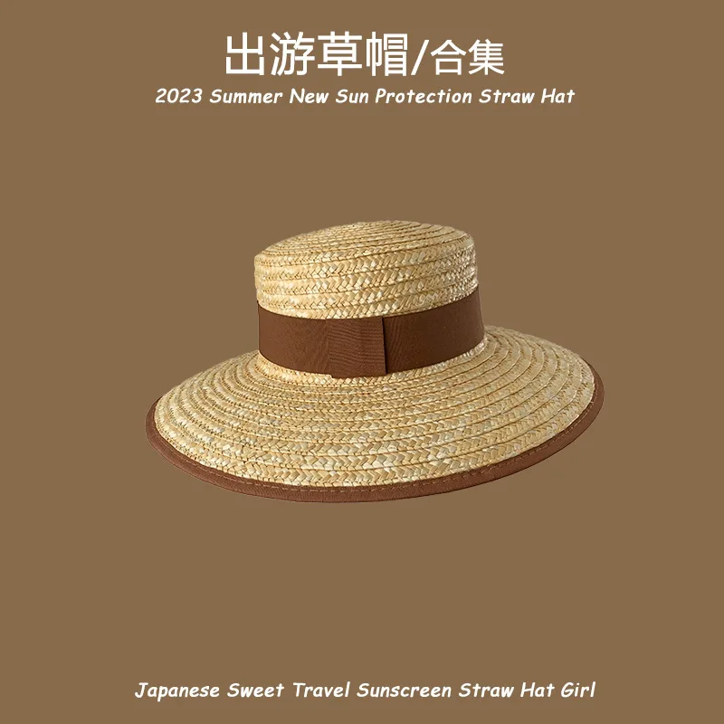 -Proof Straw Hat Women's Summer Hat Hat UV Big Brim Seaside Hat Face-Covering Fisherman Hat