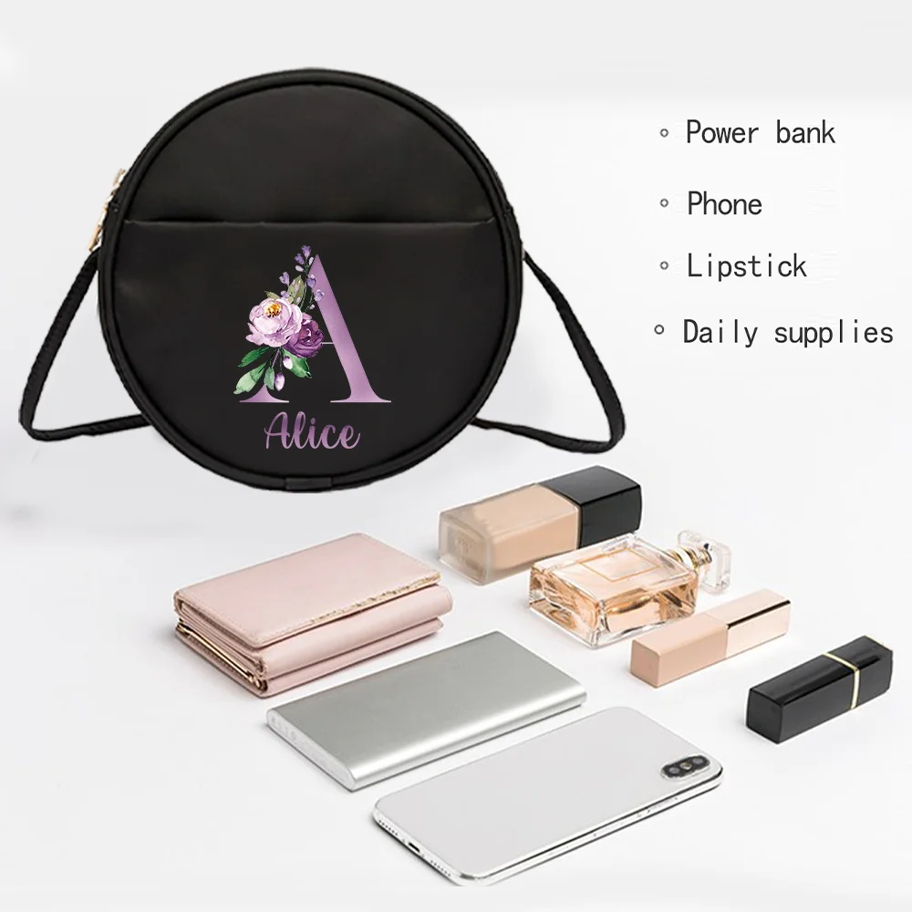 حقيبة يد بتصميم بسيط بكتف واحد للهاتف المحمول، حقيبة تخزين دائرية، محفظة قطرية