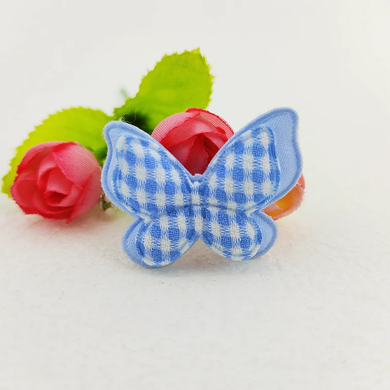 30 Stück 4,2*3,2 cm Gingham Zweischichtige Schmetterlingsapplikationen für Kleidung, Hüte, Nähzubehör, DIY-Kopfschmuck, Haarspangen, Schleifendekoration, Aufnäher – Detail 11