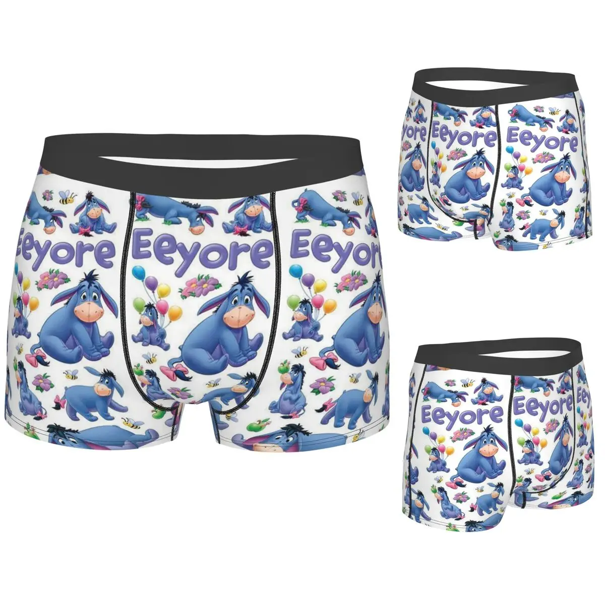 

Boxer Underpants Shorts Winnie The Pooh Eeyore Smile Cartoon Panties Men's Comfortable Underwear for Homme Man Boyfriend Gift