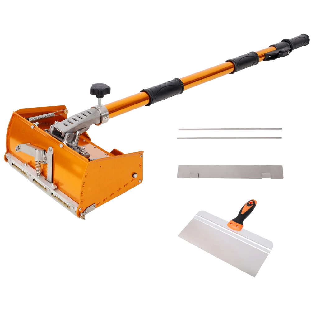 

Adjustable Drywall Finishing Tool Plaster Box, With Extendable Handel, With 1PC Mudguard, 2PCS Stainless Steel Blade, 1PC 12inch