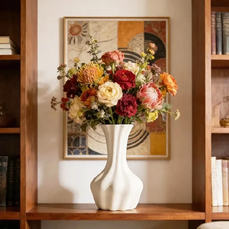22cm High Beauty French Large Diameter Ceramic Living Room Entrance Desktop Dried Flowers Fresh Flowers Hydroponic Vase