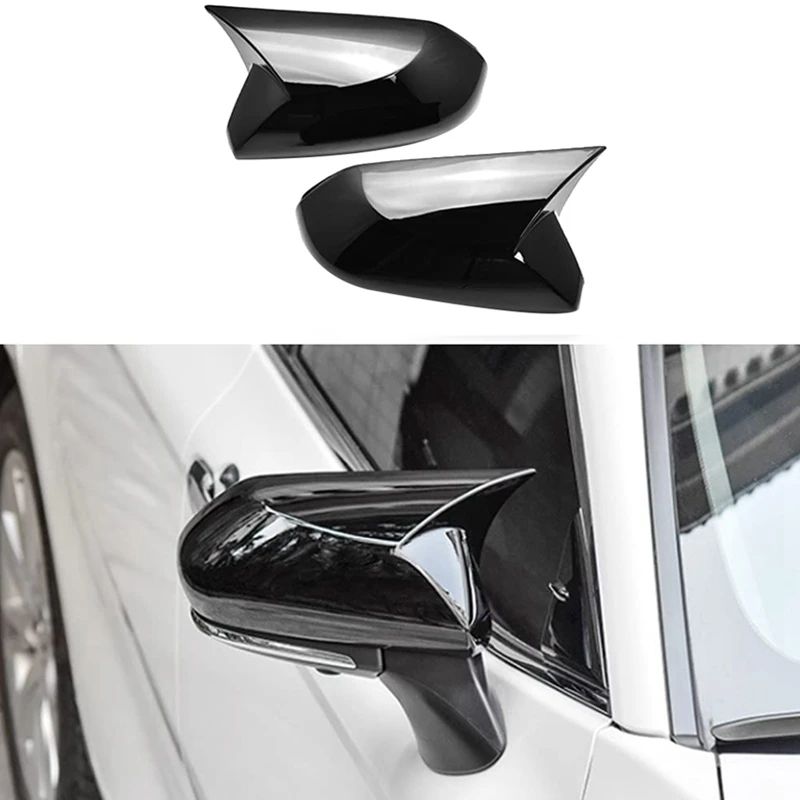 For Toyota Camry 2018-2023 Car Rearview Side Mirror Cover Wing Cap Exterior Door Rear View Case Trim Carbon Fiber Look Black