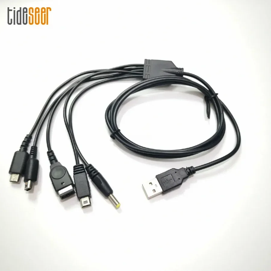 200pcs 5 in 1 USB Game Charging Cable For Nintendo 3DS XL NDS Lite NDSI LL Wii GBA SP for Sony PSP 1000 2000 3000 Charger Cords