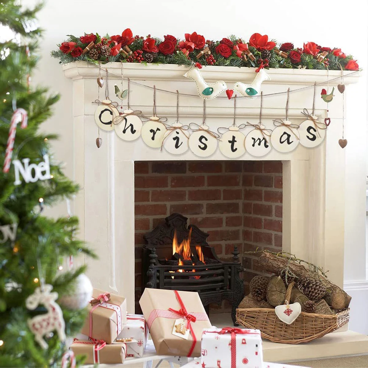 10pcs/set - unfinished wooden circular labels with hemp rope, used for painting, handicrafts, and home decoration christmas