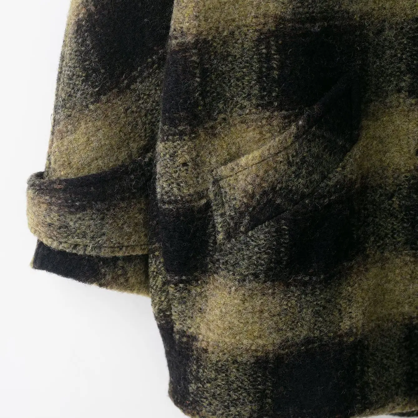 KASLEAD Women's Plaid Mixed Fiber Short Coat Jacket Thickened Long Sleeve Turn-down Collar Pure Online Exclusive Autumn Winte...