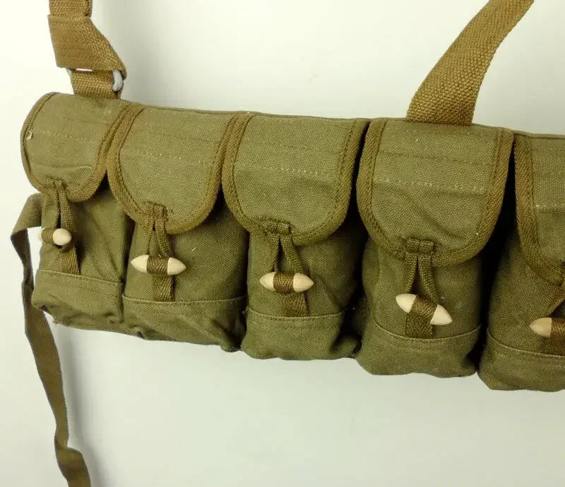 WANG1. ORIGINAL Surplus Chinese Type 56 Semi Automatic Chest Rig New Old Stock SKS Ammo Pouch MILITARY WAR COLLECTION