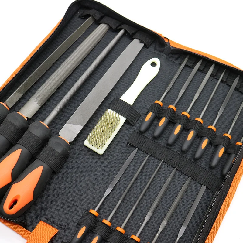 19pcs Metal File Tool Bag T12 Drop Forged Alloy Steel File Set Precision Wood Handle Rasp File Tools for Metalwork