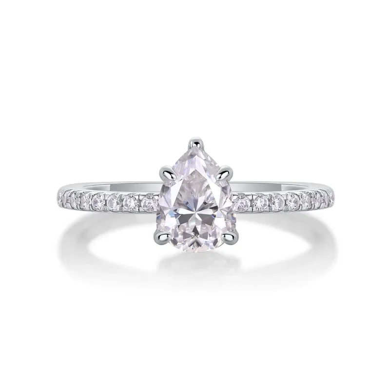 

Shining U S925 Silver Pear 6*8mm D Color Moissanite1 Ct Ring for Women 18K Platinum Plated Fine Jewelry Engagement