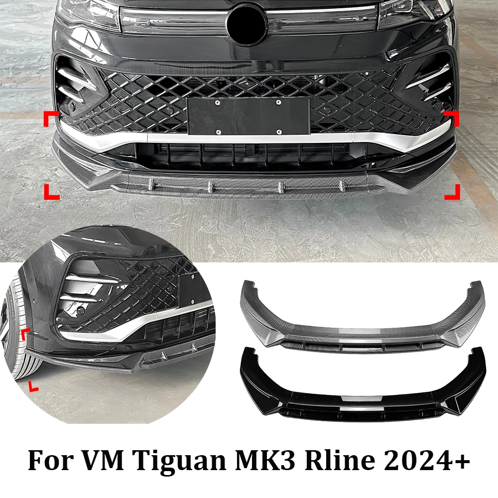 For VM Tiguan MK3 Rline 2024+ Car Front Bumper Lip Splitter Diffuser ABS Body Kit Cars Exterior Modification Parts