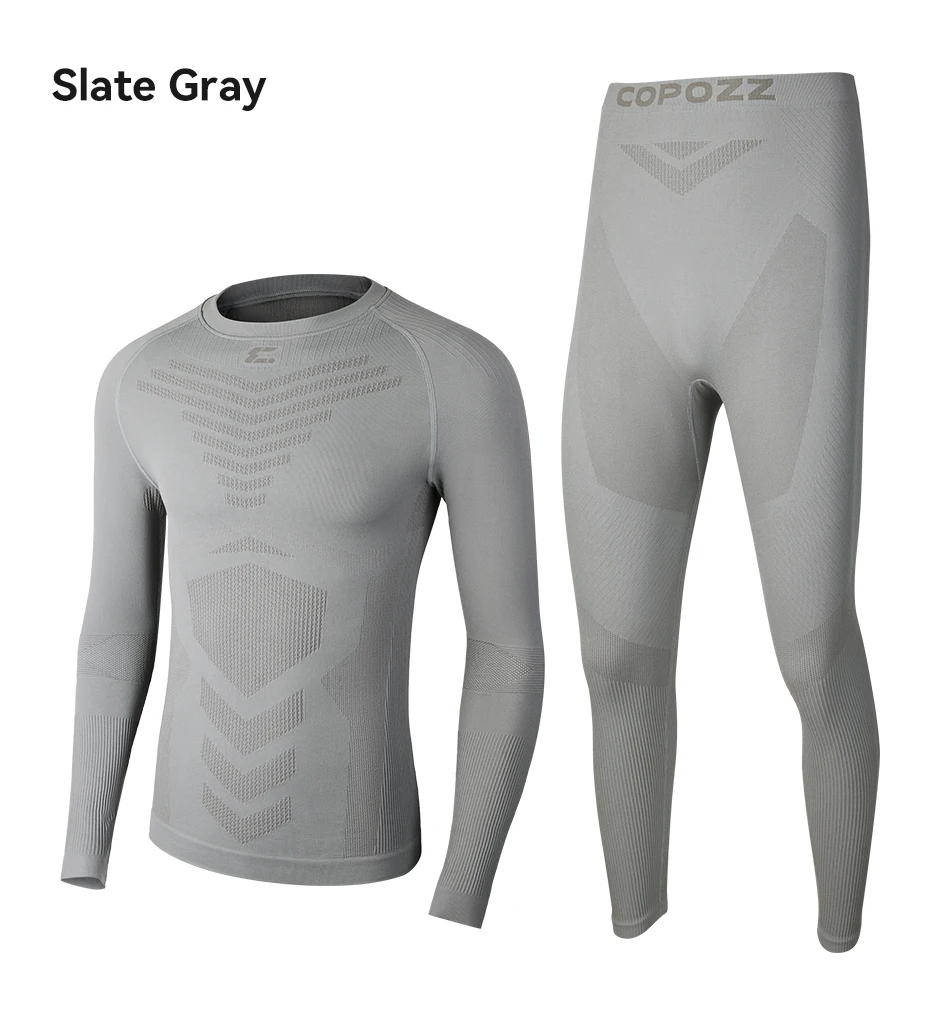 COPOZZ Nahtloses Ski-Thermo-Unterwäsche-Set für Damen und Herren, hochelastisch, Rundhalsausschnitt, schnell trocknend, feuchtigkeitsableitend, Sport-Baselayer, lange Unterhose – Detail 31