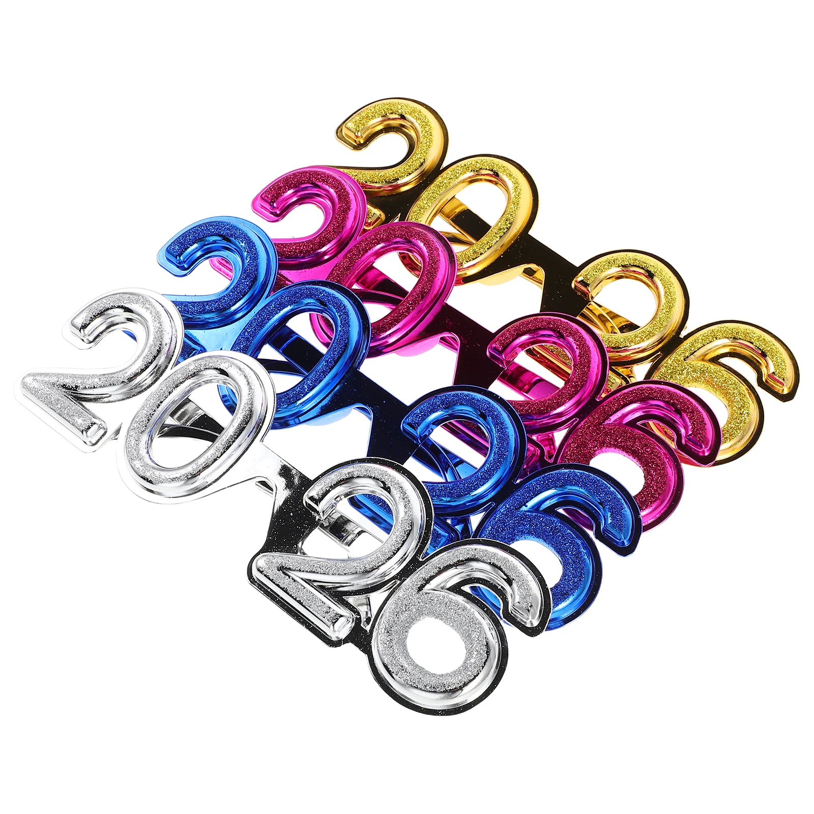 

4 Pcs Holiday Decorative Glasses Happy New Year Glitter Eyeglasses Year's Eve Plastic Number
