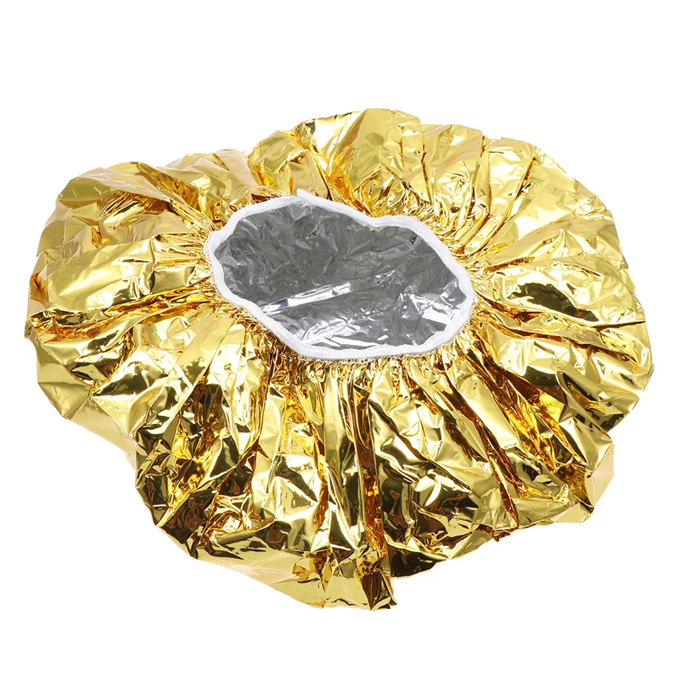 

10pcs Aluminum Foil Hair Caps Heat Insulation Hair Styling Caps Elastic Coloring Caps for Home Salon (Golden)