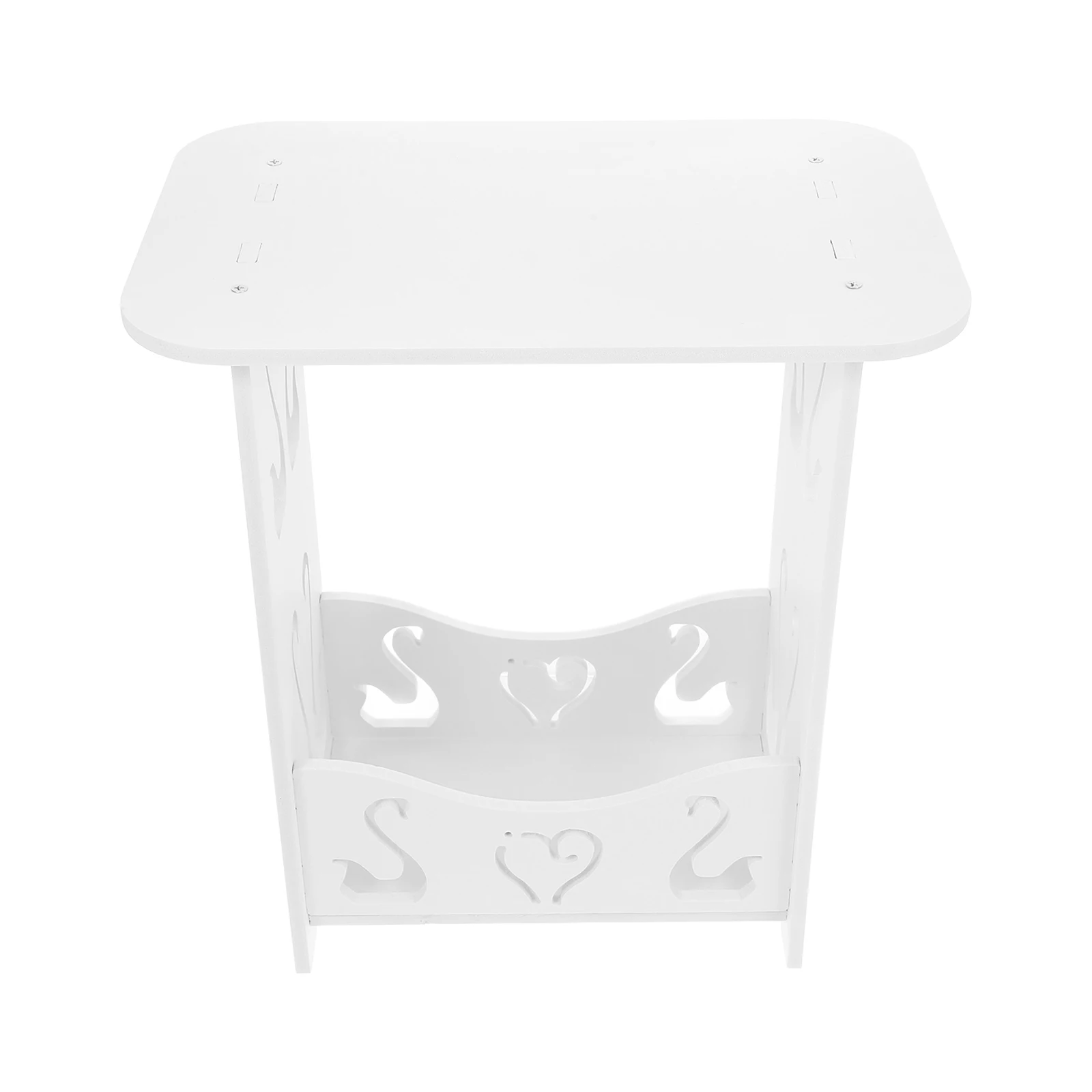 

2-Tier 15.7 Inch Small Space Vanity Table Nightstand Coffee End Table White Wood Multifunctional Makeup Shelf Organizer Bathroom