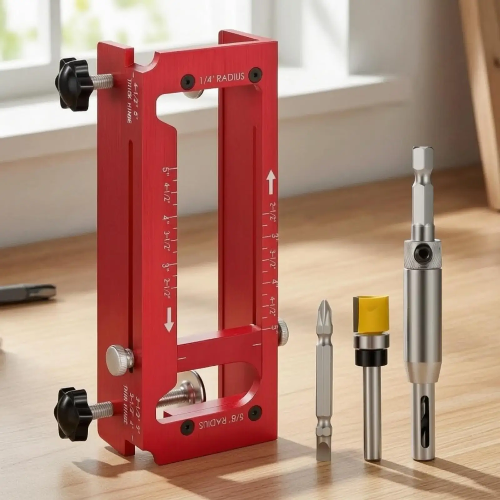 Hinge Mortising and Positioning Template Adjustable for Carpenters, Woodworkers