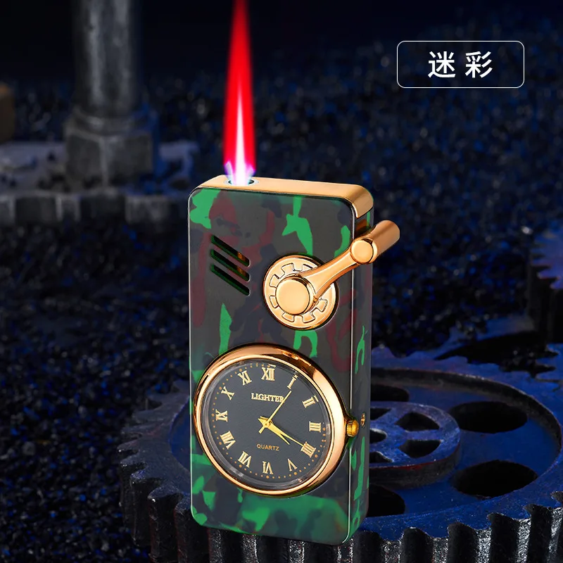 Creative New Quartz Dial Lighter Metal Inflatable Windproof Lighter Exquisite Watch Portable Cigarette Accessories Business Gift