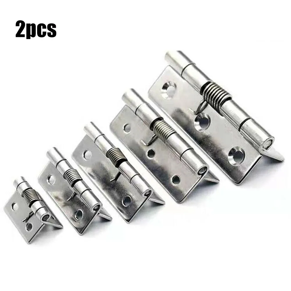 2Pcs Spring Hinges Self Closing Stainless Steel Door Hinge Hardware For Cupboard Windows Cabinets Jewelry Boxes Hinge Home Suppl