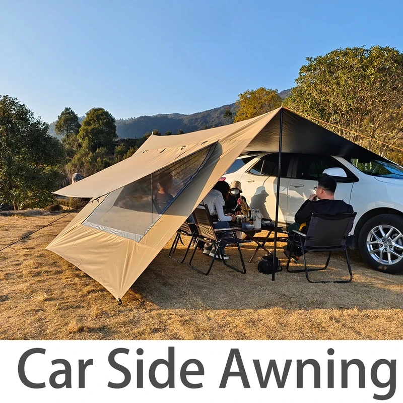 

Car Side Awning Tent 3x5 Black Coating Tarp Camping Waterproof Canopy Outdoor Car Rear Tent