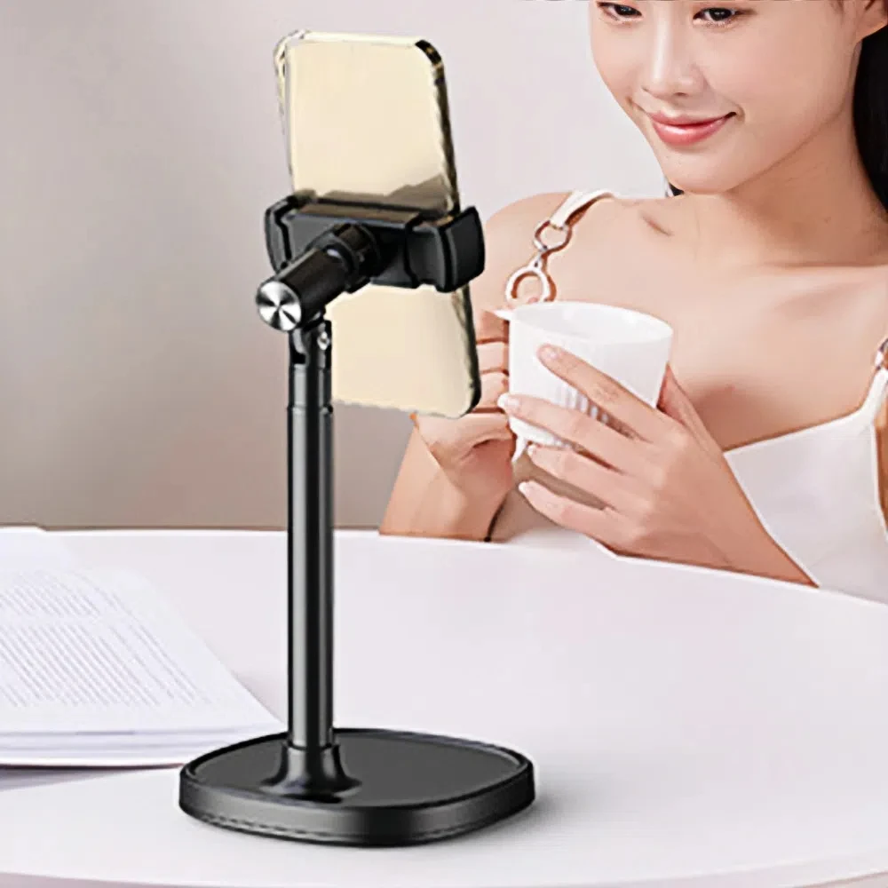 ارتفاع قابل للتعديل حامل هاتف تلسكوبي 360 ° تدوير حامل الهاتف المكتبي المحمول قاعدة مستقرة حامل جوّال بلاستيكي المحمول المعدني #3