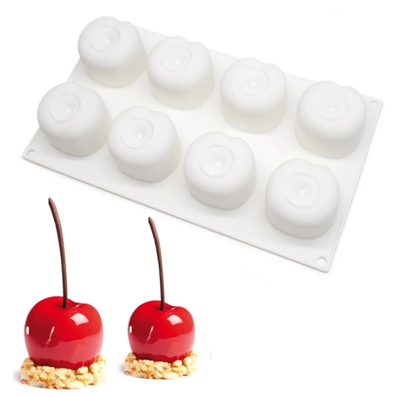 SHENHONG Silicone Cherry Mold 8 Holes Peach 3D Cake Moulds Mousse For Ice Creams Chocolates Pastry Bakeware Dessert Art Pan