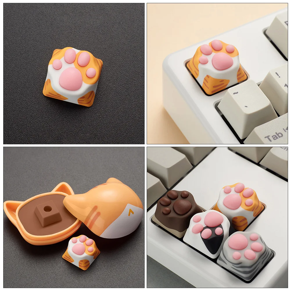

Cat Paw Shape Replacement Mechanical Keycaps Durable Cross Core Bottom See Through Keycaps For Pc Keyboard Decorative