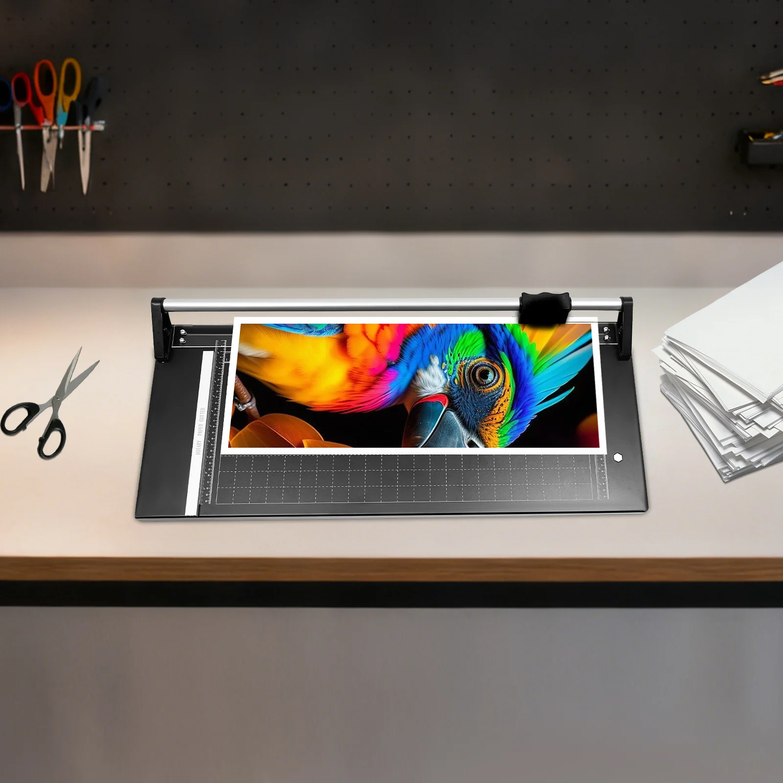 Rolsnijder, 24 inch zware papiersnijder met 65 #   Mangaanstaal en aluminiumlegering, voor het snijden van fotopapierfolie en platen