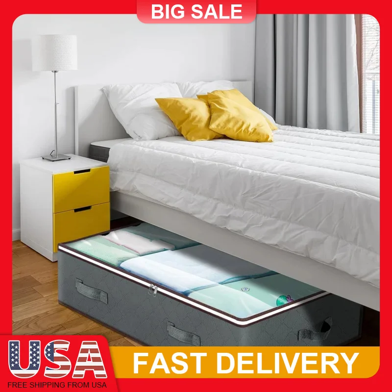 

4pcs 90L Under Bed Storage Bags with Clear Window Foldable Organizer for Blankets Clothes Bedding Dorm Large Capacity Dustproof