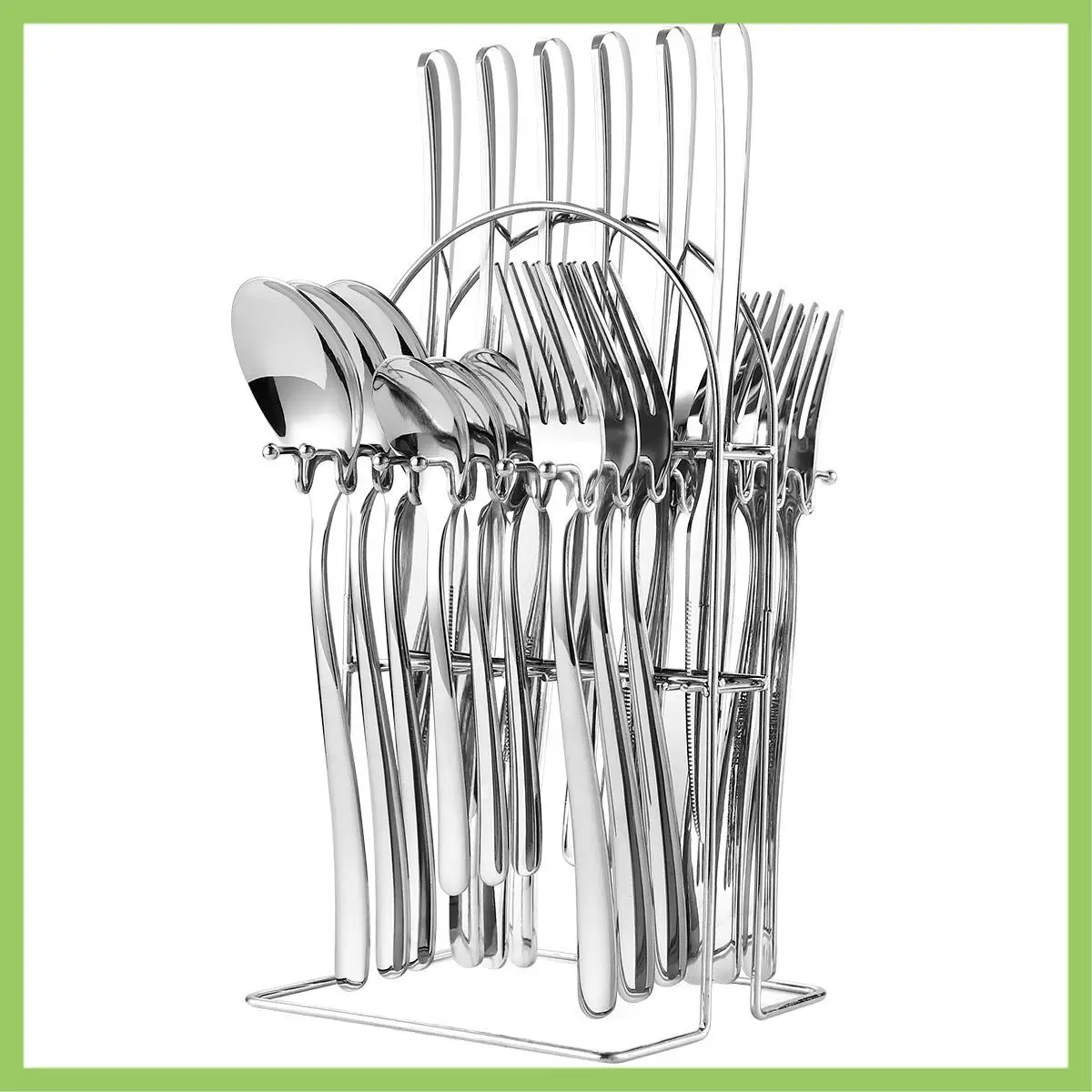 

Nordic Cutlery 24Pcs Rack Set Stainless Steel Cutlery Set With Rack Knife Fork Spoon Tea Spoon Cutleries