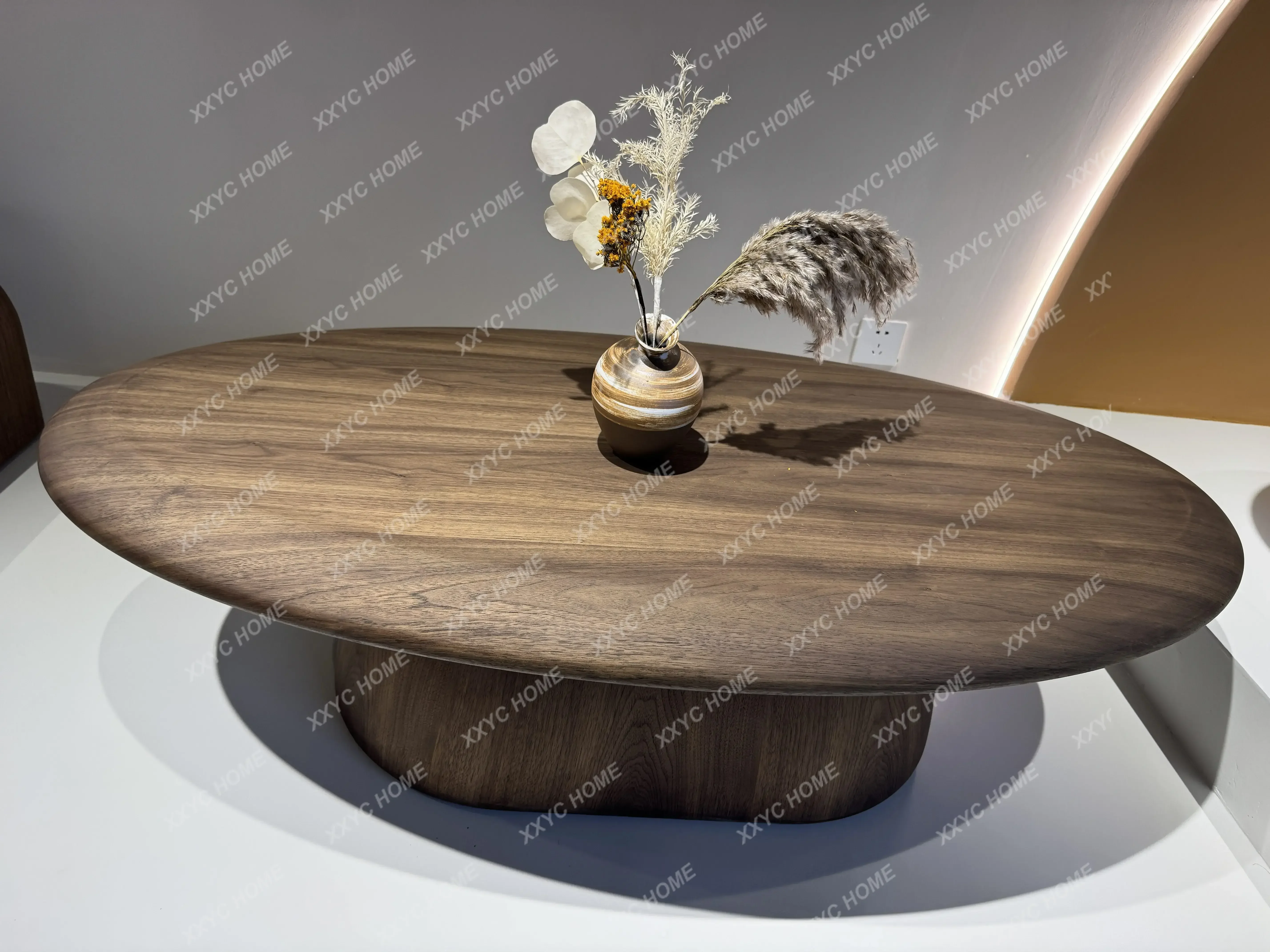 

H Medieval Style Oval Coffee Table Simple Living Room Home Minimalist Medieval Retro Advanced Creative Modern Irregular