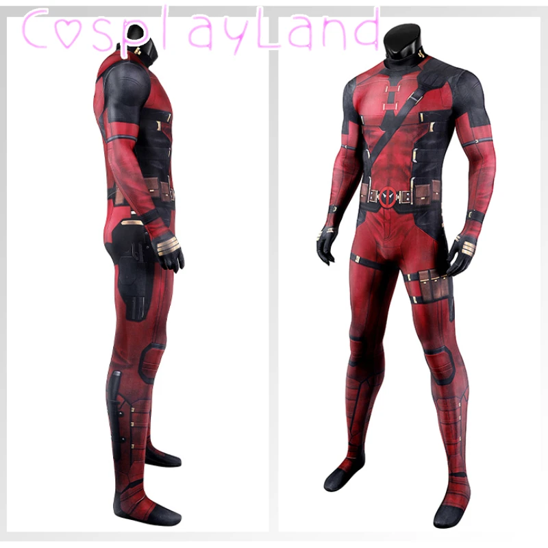 New Movie DP3 Wade Winston Cosplay Costume Red Suit Printing Zentai Bodysuit For Men Jumpsuit Carnival Halloween Outfit