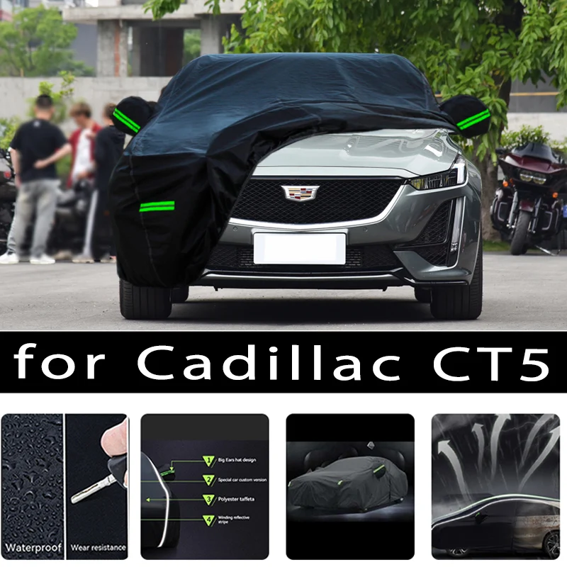 

For Cadillac CT5 Car Covers Outdoor Waterproof Sun Rain Snow Protection UV Auto Cover 190T Car Protective Full Covers