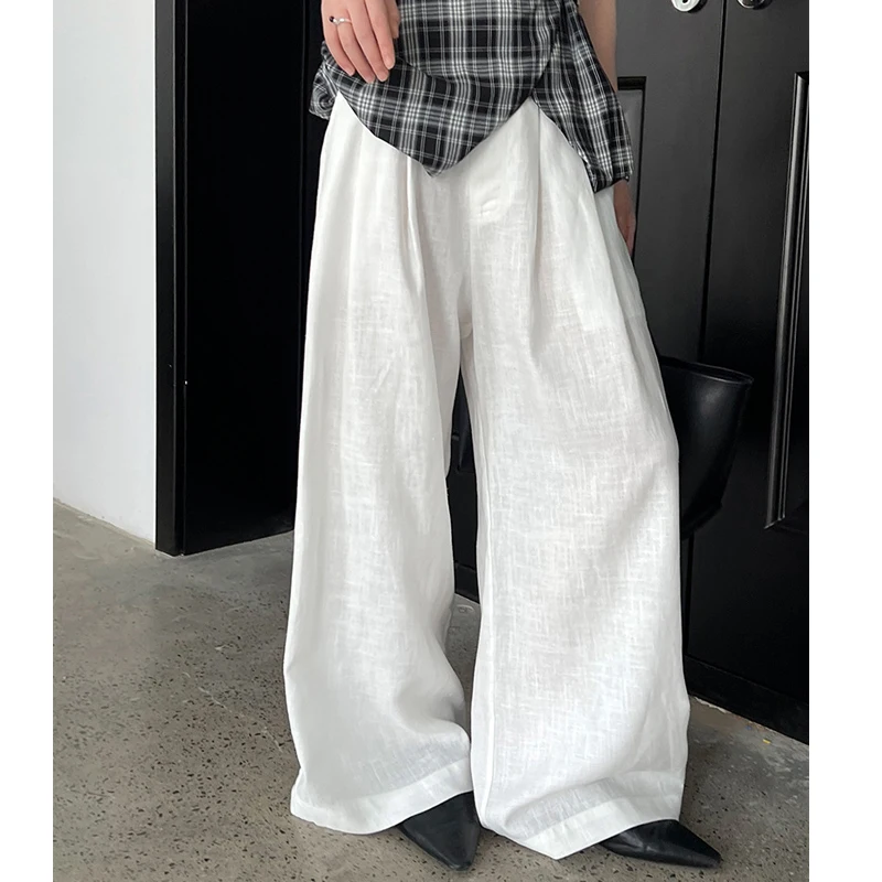 New Arrival Cotton And Linen Women Summer Wide Leg Pants High Waist Casual Stright Pants Female Women Clothes Long Trousers