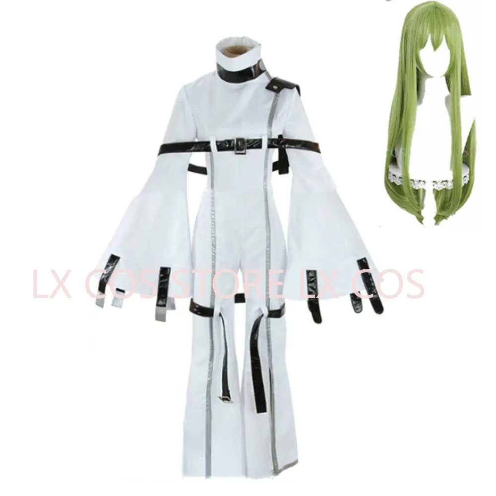 Japanese Anime Hangyaku no Lelouch Cosplay Costumes C.C. Cosplay Costume White Strait-Jacket Jumpsuits