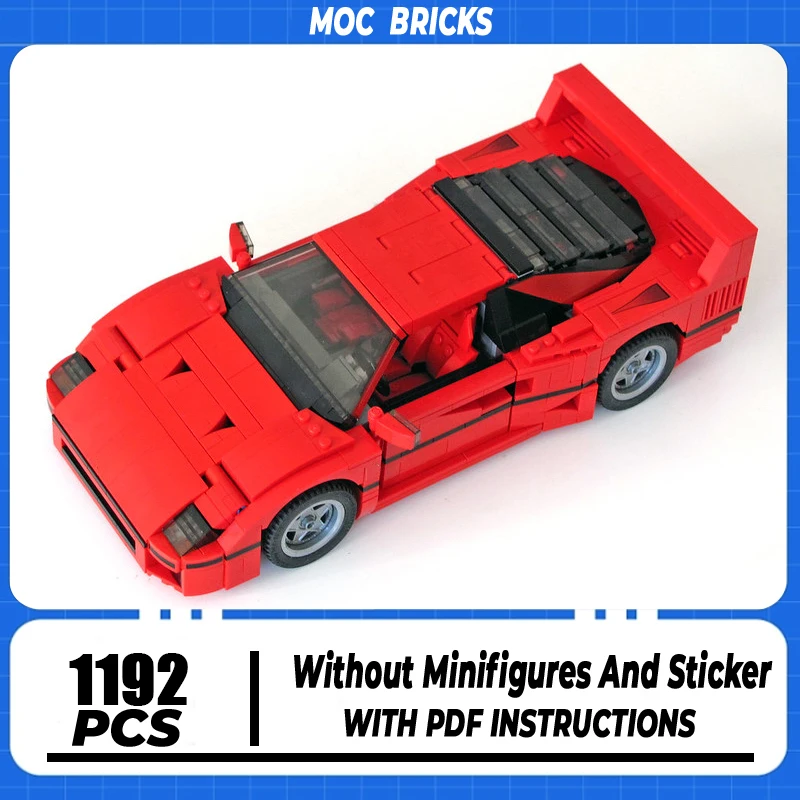 Champion Speed Cars Moc Building Blocks F40 Champion Speed Cars 10248 Modello Tecnologia Mattoni Assemblaggio fai da te Giocattoli da costruzione