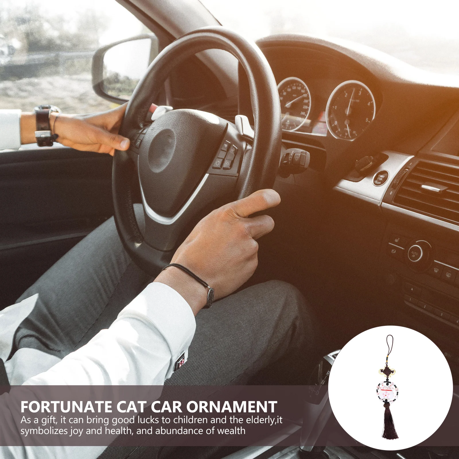 

1Pcs Cat Car Ornament Ceramic Hanging Pendant Rearview Mirror Decor Auto Interior Decor Car Accessories Lucky Cat