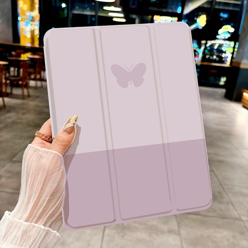 حافظة كمبيوتر لوحي على شكل فراشة وردية لجهاز iPad pro 10/11 بوصة 2020/6th/7th /8th /Air 3rd/Air 4th/9th gen/Air 5th Gen 2022/Air 11