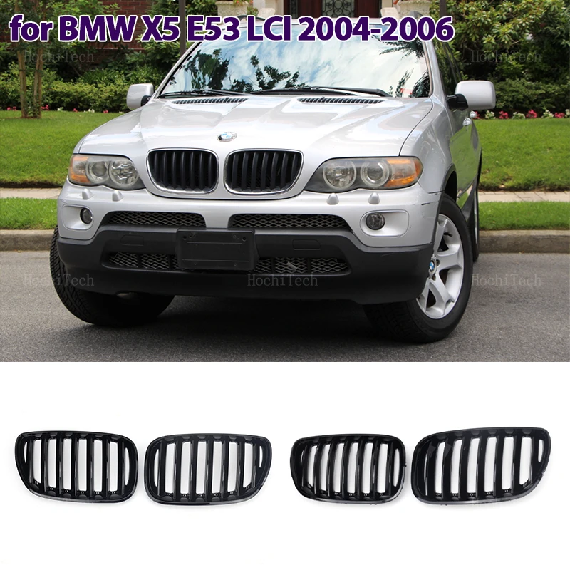 BLACK Grille ABS Front Replacement Hood Kidney Grill For BMW X5 E53 LCI 2004 2005 2006 Replacement Grille Car Accessories