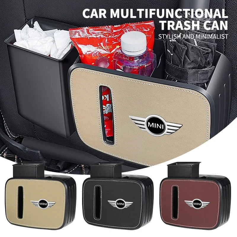 Car Seat Trash Can with Paper Box Pressing Type Trash For Mini Cooper One JCW F54 F55 F56 F57 F60 R50 R52 R53 Car Accessories