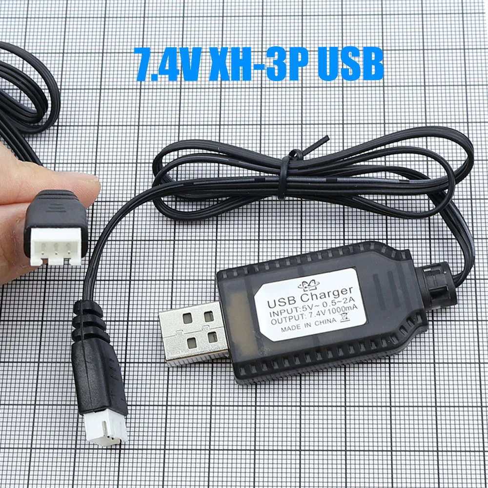 7.4V XH-3Pin USB charger Lithium battery charger suitable For aircraft accessories toy batteries USB charging cable
