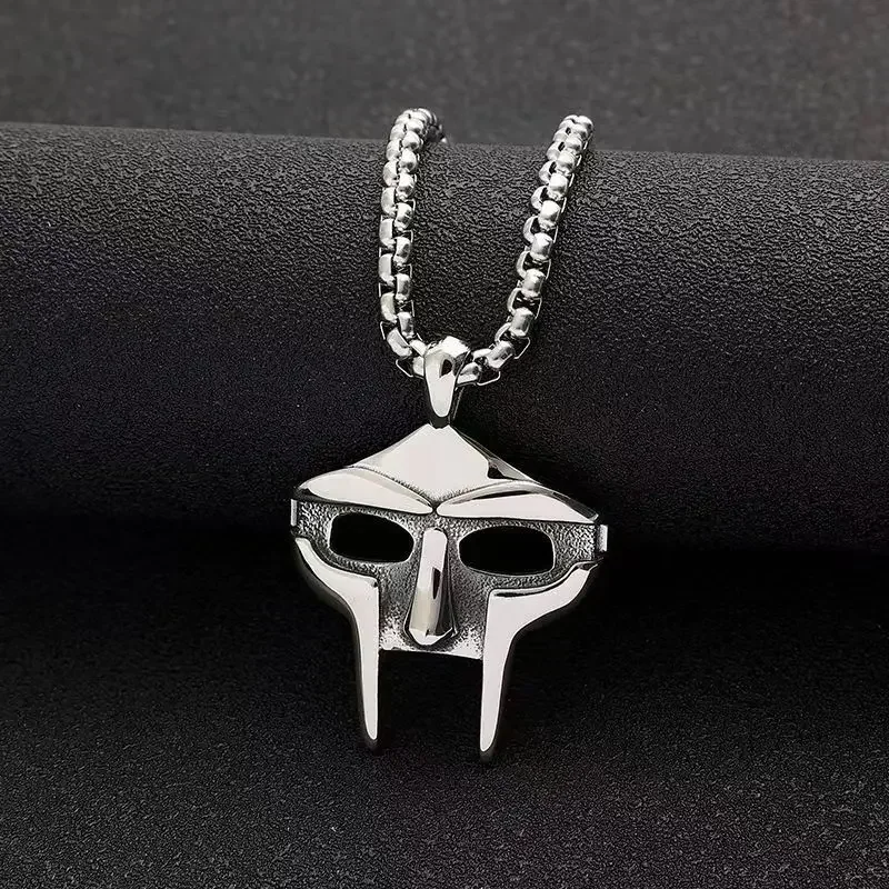 Vintage criativo mf doom máscara pingente para homens hip hop 316l aço inoxidável crânio máscara colar festa jóias presente dropshipping